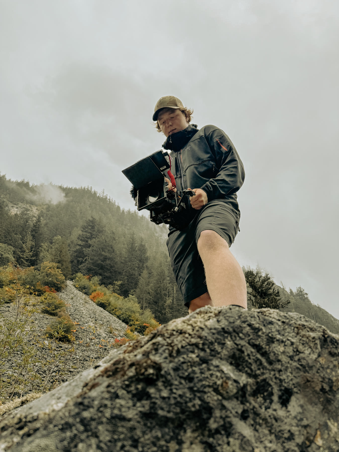 Lochlan Mayo filming on location in the mountains